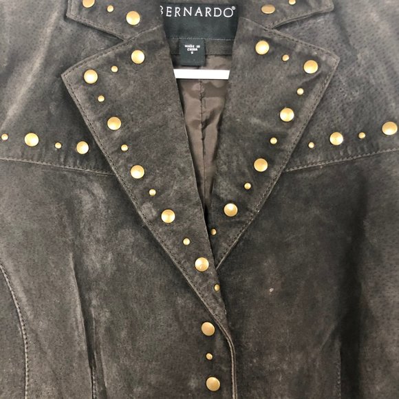 Bernardo Brown Genuine Leather Studded Jacket - Picture 3 of 7